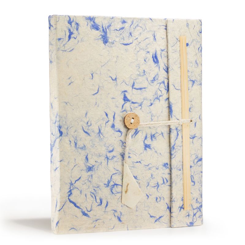 Lrg Lokta Mixed Blue Cotton Notebook (21x15cm) - 45 pages - inc bookmark