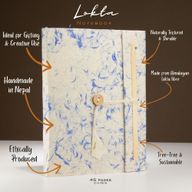 Lrg Lokta Mixed Blue Cotton Notebook (21x15cm) - 45 pages - inc bookmark