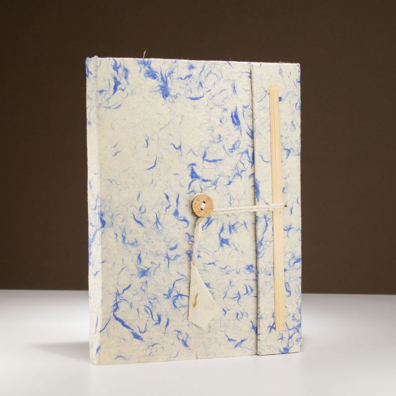 Lrg Lokta Mixed Blue Cotton Notebook (21x15cm) - 45 pages - inc bookmark