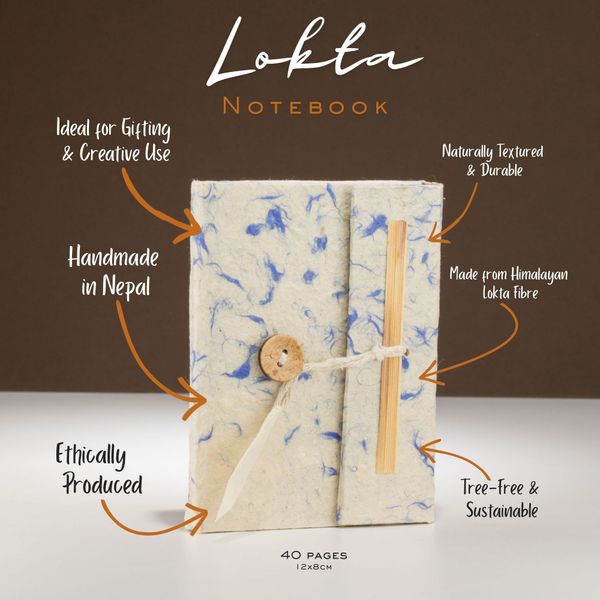 Mini Lokta Mixed Blue Cotton Notebook (12x8cm) 40 pages