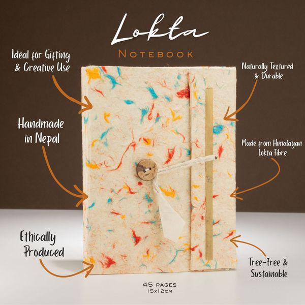 Med Lokta Mixed Colour Cotton Notebook (15x12cm) - 45 pages