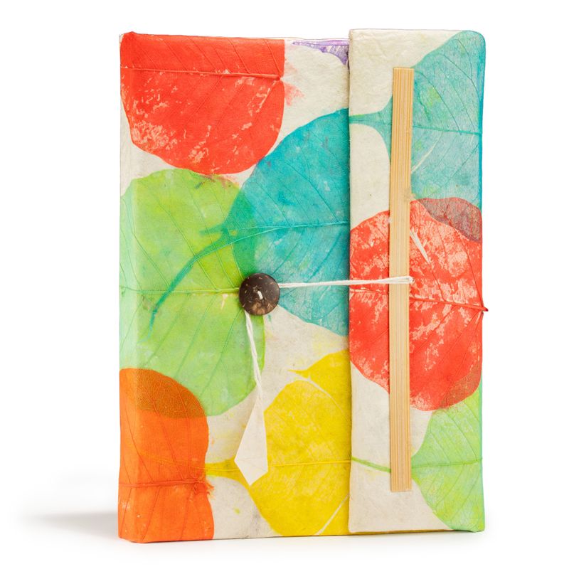 Lrg Lokta Colourful Leaves Notebooks (21x15cm) - 45 pages