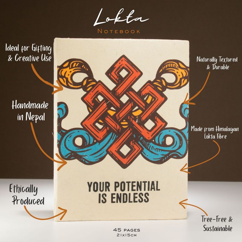 Lrg Lokta Inspiration Notebook (21x15cm) - 45 pages - Your Potential - inc bookmark