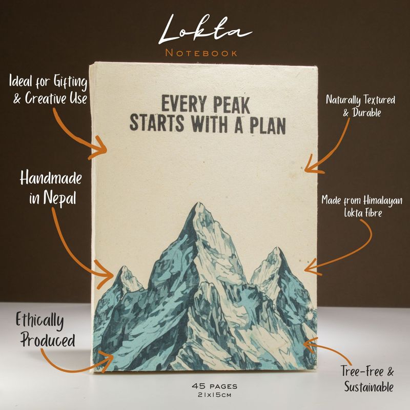 Lrg Lokta Inspiration Notebook (21x15cm) - 45 pages - Every Peak - inc bookmark