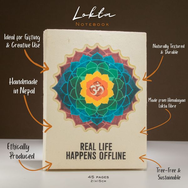 Lrg Lokta Inspiration Notebook (21x15cm) - 45 pages - Real Life - inc bookmark