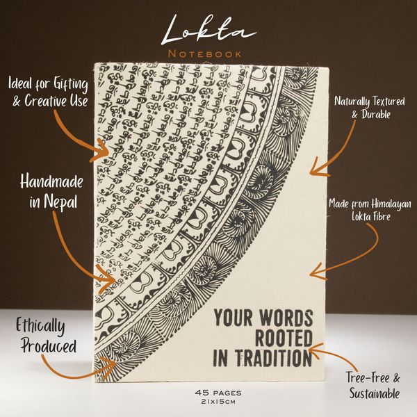 Lrg Lokta Inspiration Notebook (21x15cm) - 45 pages - Your Words - inc bookmark