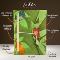 Lrg Lokta Bold Floral - Notebook (21x15cm) - 45 Pages - inc bookmark - Moss Green