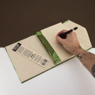 Lrg Lokta Bold Floral - Notebook (21x15cm) - 45 Pages - inc bookmark - Moss Green