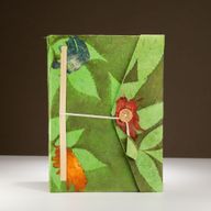 Lrg Lokta Bold Floral - Notebook (21x15cm) - 45 Pages - inc bookmark - Moss Green