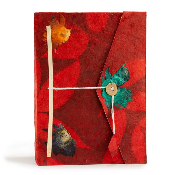 Lrg Lokta Bold Floral - Notebook (21x15cm) - 45 Pages - inc bookmark - Ruby