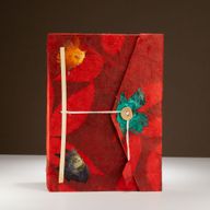 Lrg Lokta Bold Floral - Notebook (21x15cm) - 45 Pages - inc bookmark - Ruby