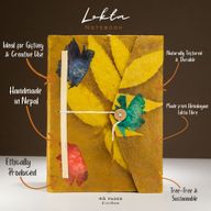 Lrg Lokta Bold Floral - Notebook (21x15cm) - 45 Pages - inc bookmark -Mustard Brown