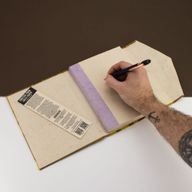 Lrg Lokta Bold Floral - Notebook (21x15cm) - 45 Pages - inc bookmark -Mustard Brown