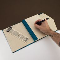 Lrg Lokta Bold Floral -  Notebook (21x15cm) - 45 Pages - inc bookmark - Midnight Blue