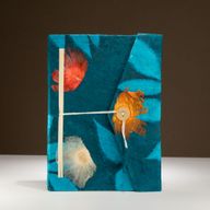 Lrg Lokta Bold Floral -  Notebook (21x15cm) - 45 Pages - inc bookmark - Midnight Blue