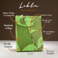 Med Lokta Bold Floral Bamboo Lock Notebook (15x12cm) - 45 Pages - Moss Green
