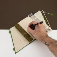 Med Lokta Bold Floral Bamboo Lock Notebook (15x12cm) - 45 Pages - Moss Green