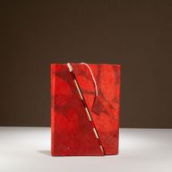 Med Lokta Bold Floral Bamboo Lock Notebook (15x12cm) - 45 Pages - Ruby