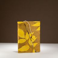 Med Lokta Bold Floral Bamboo Lock Notebook (15x12cm) - 45 Pages - Mustard Brown