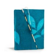 Med Lokta Bold Floral Bamboo Lock Notebook (15x12cm) - 45 Pages - Midnight Blue