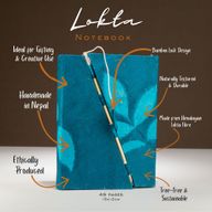 Med Lokta Bold Floral Bamboo Lock Notebook (15x12cm) - 45 Pages - Midnight Blue