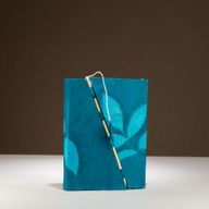 Med Lokta Bold Floral Bamboo Lock Notebook (15x12cm) - 45 Pages - Midnight Blue