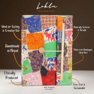 Lrg Lokta Patchwork- Notebook (21x15cm) - 45 Pages - inc bookmark - Multi Colour