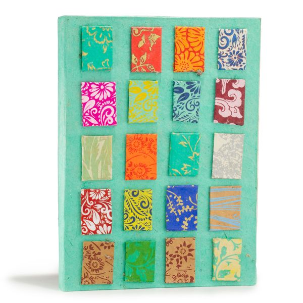 Lrg Lokta Mini Tiles- Notebook (21x15cm) - 45 Pages - inc bookmark - Teal