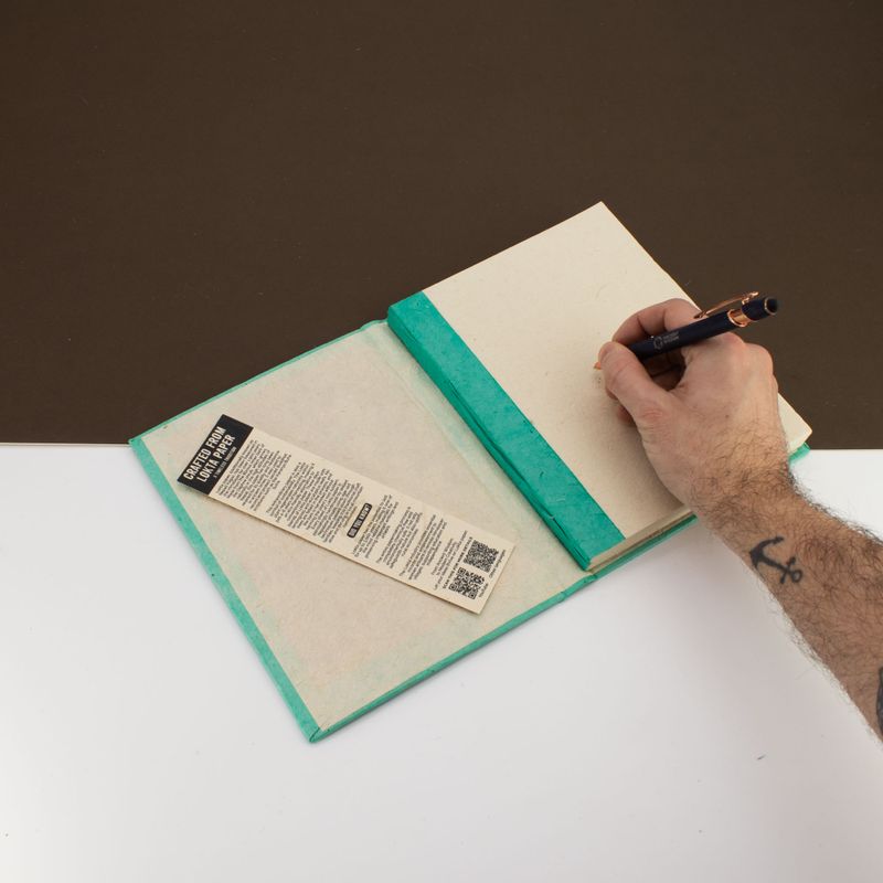 Lrg Lokta Mini Tiles- Notebook (21x15cm) - 45 Pages - inc bookmark - Teal