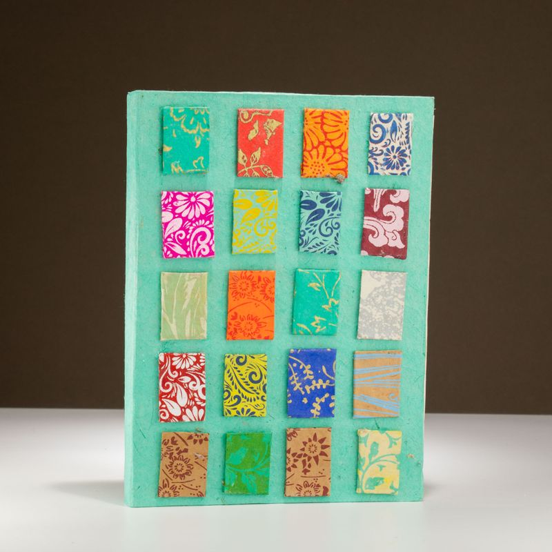 Lrg Lokta Mini Tiles- Notebook (21x15cm) - 45 Pages - inc bookmark - Teal