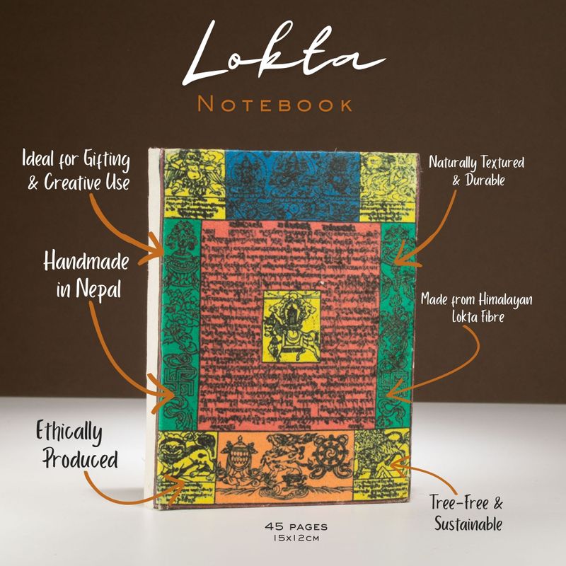Med Lokta Traditional Prayer Flag Notebook (15x12cm) - 45 Pages - Natural