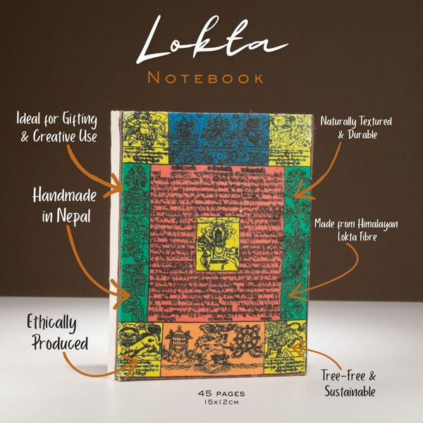 Med Lokta Traditional Prayer Flag Notebook (15x12cm) - 45 Pages - Natural