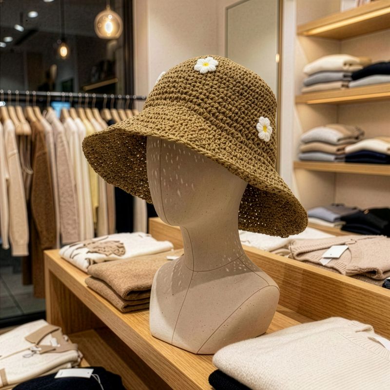 Floppy Straw Sun Hat - Coffee & Daiseys