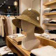 Floppy Straw Sun Hat - Coffee & Daiseys
