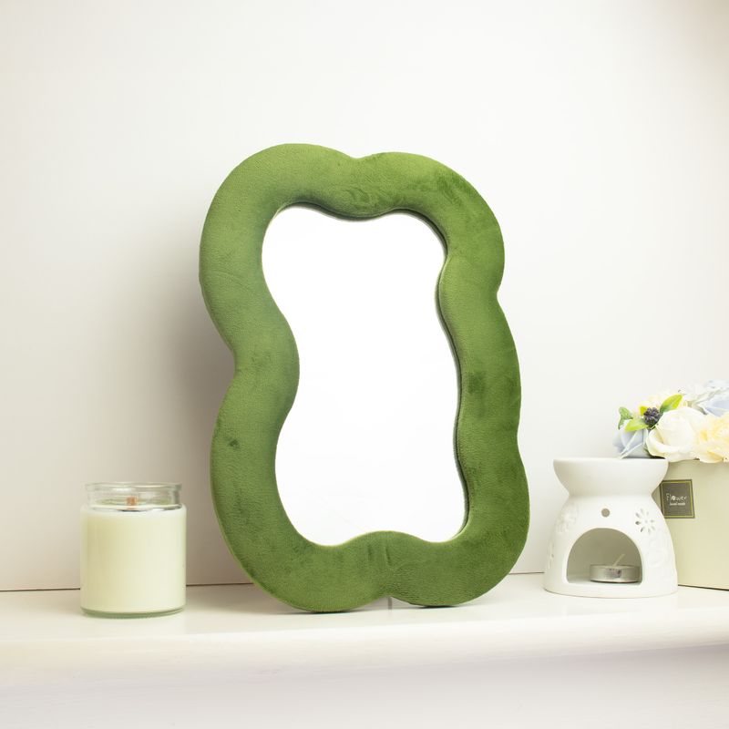 Soft Squiggly Mirrors - Large Cloud - Moss Green (50) - 33.4x23.5x2.3cm