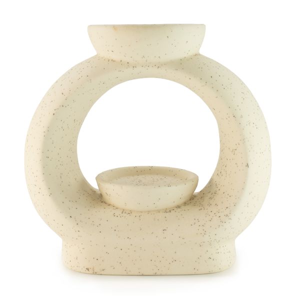 Ceramic Zen Oil Burner - Lrg Oval Pebble  - Speckled Off-White