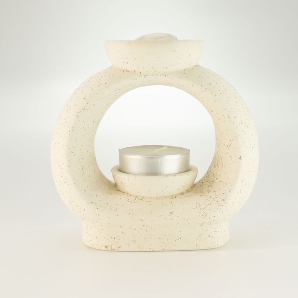 Ceramic Zen Oil Burner - Lrg Oval Pebble  - Speckled Off-White
