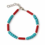 Nepalese Necklace Tribal Bead Turquoise & Coralite- (50cm) & Bracelet -(17cm) Set