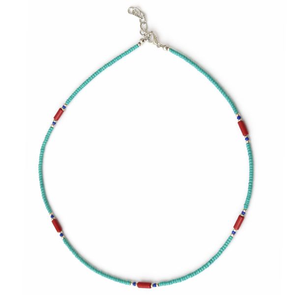 Fine Nepalese Turquoise & Coralite - Lapis Detail Necklace - (42cm)