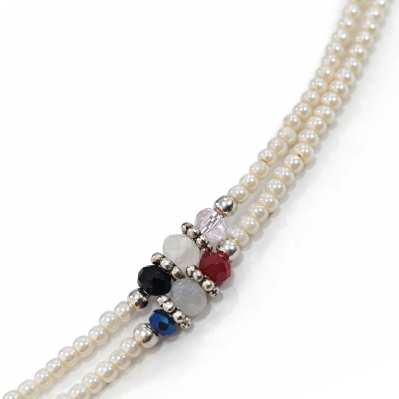Fine Nepalese Double Line Howlite and Faceted Bead Detail Necklace - (42cm)