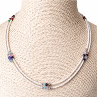 Fine Nepalese Double Line Howlite and Faceted Bead Detail Necklace - (42cm)