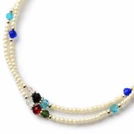 Fine Nepalese Double Line Howlite and Faceted Bead Detail Anklet  - (22cm)