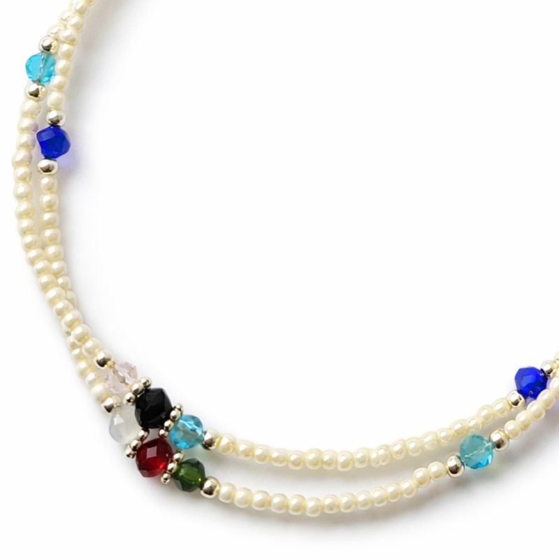 Fine Nepalese Double Line Howlite and Faceted Bead Detail Anklet  - (22cm)