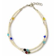 Fine Nepalese Double Line Howlite and Faceted Bead Detail Anklet  - (22cm)