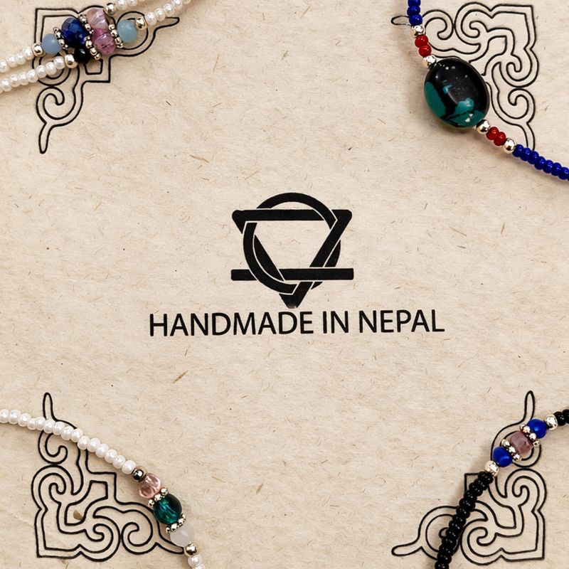 Fine Nepalese Double Line Howlite and Faceted Bead Detail Anklet  - (22cm)