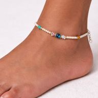 Fine Nepalese Howlite and Faceted Bead Detail Anklet  - (22cm)