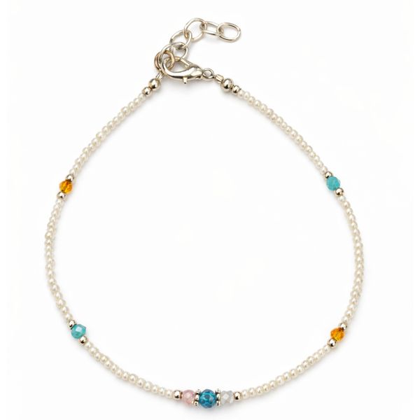 Fine Nepalese Howlite and Faceted Bead Detail Anklet  - (22cm)