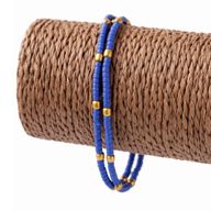 Fine Nepalese Double Line Lapis and Brass Bead Detail Anklet  - (22cm)