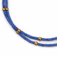 Fine Nepalese Double Line Lapis and Brass Bead Detail Anklet  - (22cm)