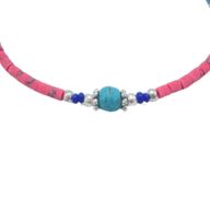 Nepalese Extra Fine Gem Bracelet - Pink Coral & Turquoise Beads